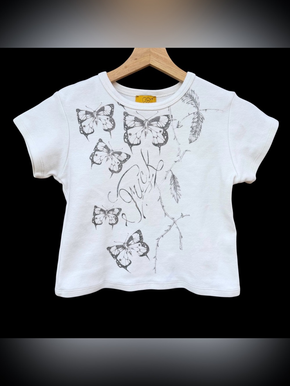 Juliet Johnstone Butterfly Baby Tee Shirt White Size Small